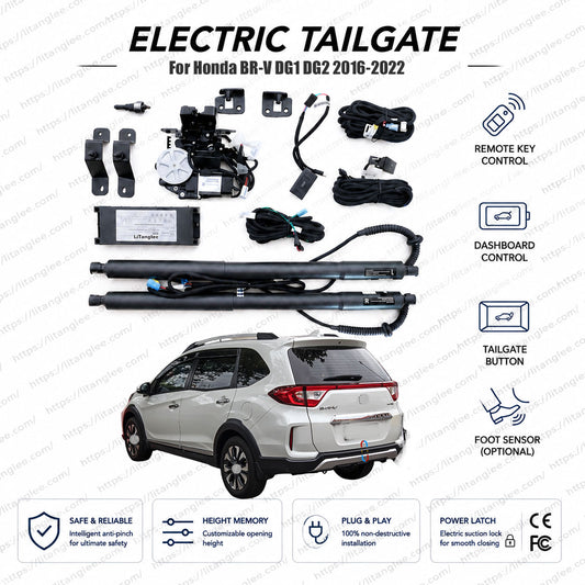 For Honda BR-V DG1 DG2 Series 2016-2022 Smart Power Tailgate Lift Kit by LiTanglee® | Smart Electric Trunk Opener | Fits BR-V Prestige, V, E, S Trims, DG1 DG2 Chassis | Heavy-Duty Dual Struts | CE Certified