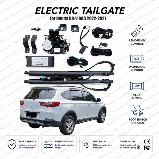 For Honda BR-V DG3 Series 2022-2027 Smart Power Tailgate Lift Kit by LiTanglee® | Smart Electric Trunk Opener | Fits BR-V Prestige with Honda SENSING, E, S, DG3 Chassis Matrix | Heavy-Duty Dual Struts | CE Certified