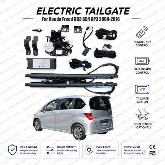 For Honda Freed GB3 GB4 GP3 Series 2008-2016 Smart Power Tailgate Lift Kit by LiTanglee® | Smart Electric Trunk Opener | Fits Freed Flex, G Aero, Hybrid Just Selection, Spike Models | Dual Struts | CE Certified