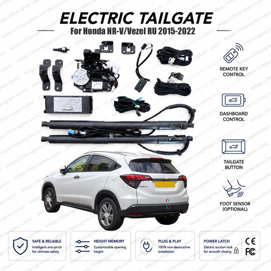 Für Honda HR-V / Vezel / XR-V RU Serie 2015-2022 Smart Power Heckklappenlift-Kit von LiTanglee® | Intelligenter elektrischer Kofferraumöffner | Passend für HR-V LX, Sport, EX, EX-L, RU1, RU2, RU3, RU4 | Doppelte Gasfedern | CE-zertifiziert