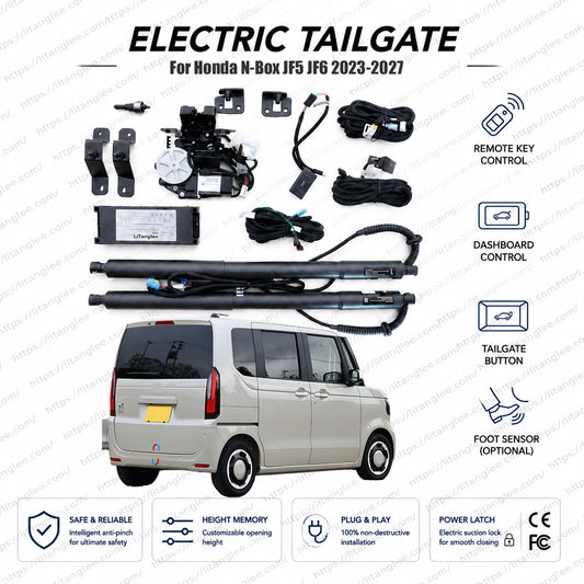 For Honda N-Box / N-Box Custom JF5 JF6 Series 2023-2026 Smart Power Tailgate Lift Kit by LiTanglee® | Smart Electric Trunk Opener | Fits N-Box Custom Turbo, Fashion Style, Base Spec | Dual Struts | CE Certified