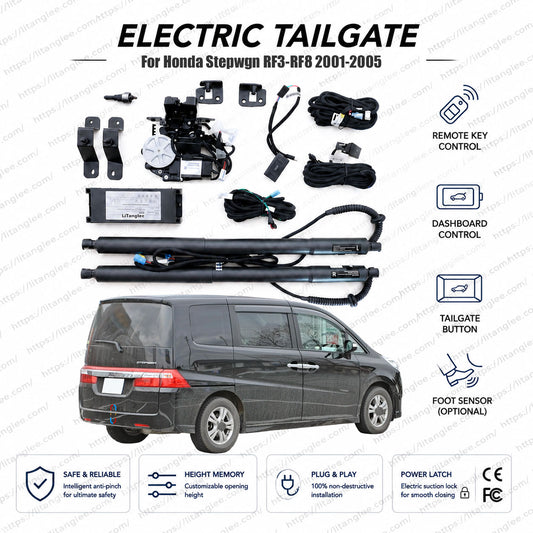 For Honda Stepwgn RF3-RF8 Series 2001-2005 Smart Power Tailgate Lift Kit by LiTanglee® | Smart Electric Trunk Opener | Fits Stepwgn Spada, K, D, I, 24L Variants, RF3 to RF8 Chassis | Heavy-Duty Dual Struts | CE Certified