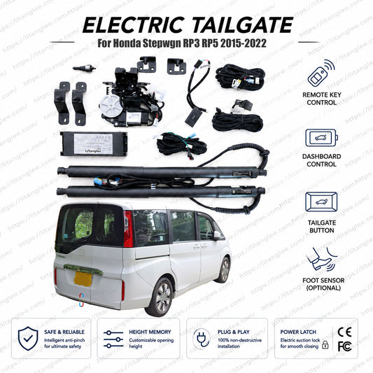 For Honda Stepwgn RP1-RP5 Series 2015-2022 Smart Power Tailgate Lift Kit by LiTanglee® | Smart Electric Trunk Opener | Fits Stepwgn Spada, Cool Spirit, AIR, G, Hybrid e:HEV | Waku Waku Gate Compatible Dual Struts | CE Certified
