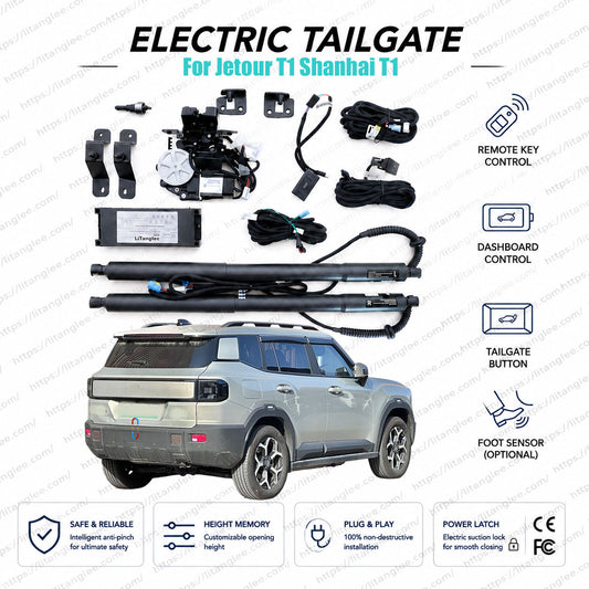 Für Jetour T1 / Jetour Shanhai L1 2024-2026 Smart Power Heckklappenlift-Kit von LiTanglee® | Intelligenter elektrischer Kofferraumöffner mit nach oben öffnender Funktion | PHEV Boxy SUV | Doppelte Gasdruckfedern | CE-zertifiziert