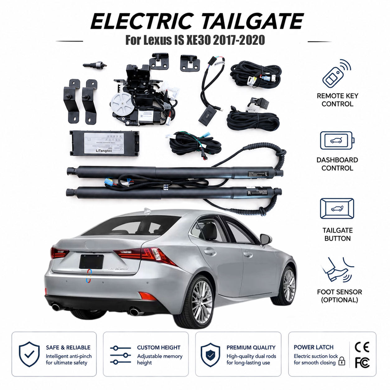 Für Lexus IS XE30 2014-2020 Automatisches Heckklappen-Lift-Kit | Elektrische Kofferraumöffnung | Ultra-leise | OEM-Passform & CE-zertifiziert