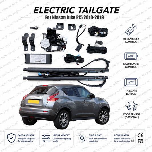 For Nissan Juke F15 Series 2010-2019 Smart Power Tailgate Lift Kit by LiTanglee® | Smart Electric Trunk Opener with Soft Close | Fits Juke NISMO, Tekna, Acenta, 16GT, F15 Chassis | Dual Struts | CE Certified