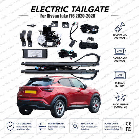 For Nissan Juke F16 Series 2020-2026 Smart Power Tailgate Lift Kit by LiTanglee® | Smart Electric Trunk Opener with Soft Close | Fits Juke N-Connecta, Acenta, Tekna, F16 Chassis | Dual Struts | CE Certified