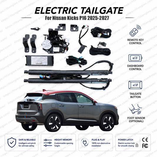 For Nissan Kicks P16 Series 2025-2027 Smart Power Tailgate Lift Kit by LiTanglee® | Smart Electric Trunk Opener | Fits All-New Kicks AWD, S, SV, SR Trims, P16 Chassis | Dual Struts | CE Certified