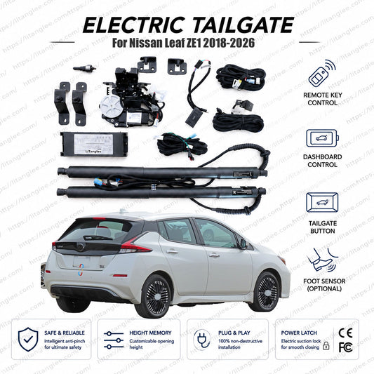 For Nissan Leaf ZE1 Series 2018-2026 Smart Power Tailgate Lift Kit by LiTanglee® | Smart Electric Trunk Opener with Soft Close | Fits Leaf SV, SL Plus, Tekna, NISMO, ZE1 Chassis | Dual Struts | CE Certified