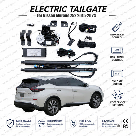 For Nissan Murano Z52 Series 2015-2024 Smart Power Tailgate Lift Kit by LiTanglee® | Smart Electric Trunk Opener | Fits Murano S, SV Trims, Z52 Chassis | Dual Struts | CE Certified