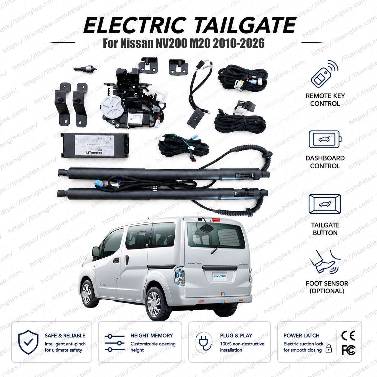 For Nissan NV200 M20 Series 2010-2026 Smart Power Tailgate Lift Kit by LiTanglee® | Smart Electric Trunk Opener with Soft Close | Fits NV200 Van, Wagon, Combi, M20 Chassis | Heavy-Duty Dual Struts | CE Certified