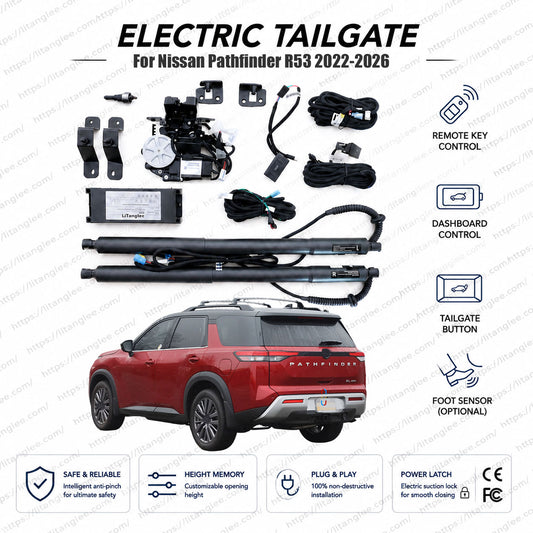 For Nissan Pathfinder R53 Series 2022-2026 Smart Power Tailgate Lift Kit by LiTanglee® | Smart Electric Trunk Opener with Soft Close | Fits Pathfinder S, SV, Rock Creek, R53 Chassis | Dual Struts | CE Certified