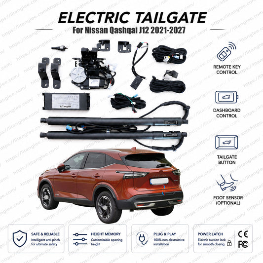 For Nissan Qashqai J12 Series 2021-2026 Smart Power Tailgate Lift Kit by LiTanglee® | Smart Electric Trunk Opener | Fits Qashqai e-POWER, ST, ST-L, Ti, Visia, Acenta, Tekna, J12 Chassis | Heavy-Duty Dual Struts | CE Certified