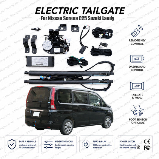 For Nissan Serena C25 / Suzuki Landy 2005-2010 Smart Power Tailgate Lift Kit by LiTanglee® | Smart Electric Trunk Opener with Soft Close | Fits Serena Highway Star, Rider, Landy, C25 Chassis | Dual Struts