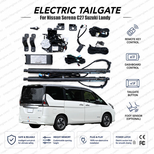 For Nissan Serena C27 / Suzuki Landy 2016-2022 Smart Power Tailgate Lift Kit by LiTanglee® | Smart Electric Trunk Opener with Soft Close | Fits Serena Highway Star, e-POWER, Landy, C27 Chassis | Dual Struts