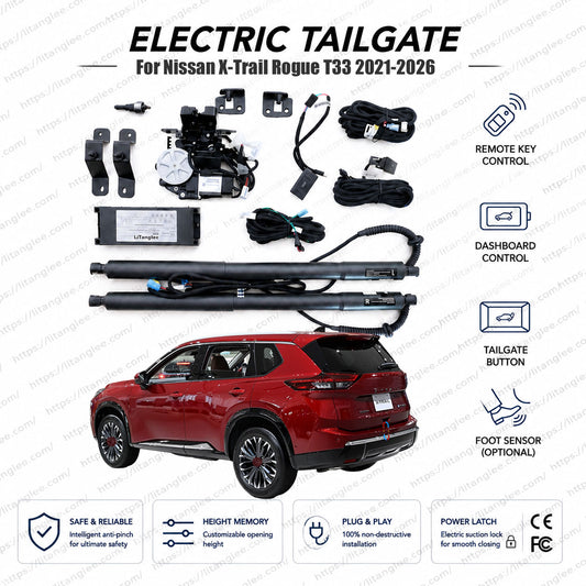 For Nissan X-Trail / Rogue T33 Series 2021-2026 Smart Power Tailgate Lift Kit by LiTanglee® | Smart Electric Trunk Opener | Fits X-Trail e-POWER, Rogue S, SV, ST, ST-L Trims, T33 Chassis | Dual Struts | CE Certified