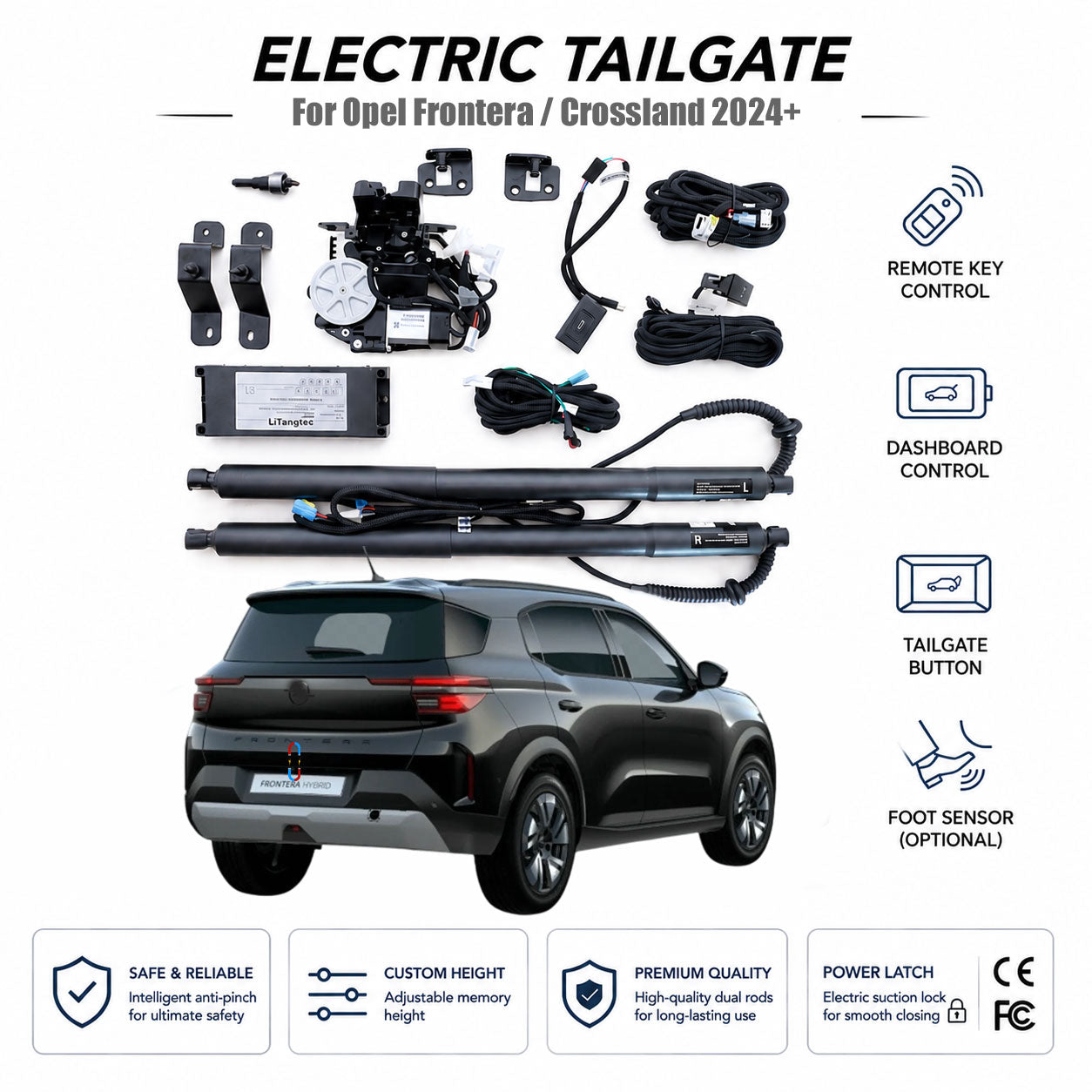 Para Opel Frontera/Crossland 2024+ Portón Trasero Eléctrico Automático | Apertura Eléctrica de Maletero | Ajuste OEM y Certificación CE