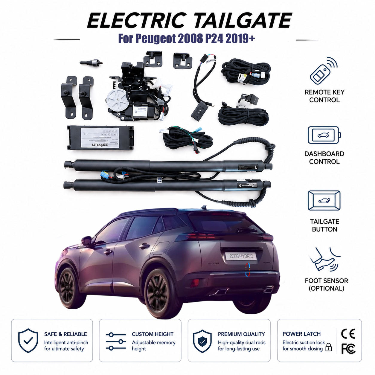 For Peugeot 2008 P24 2019+ Automatic Power Tailgate Lift | Electric Trunk Opener | OEM Fit & CE Certified