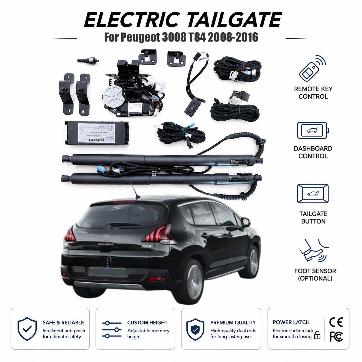 For Peugeot 3008 T84 2008-2016 Automatic Power Tailgate Lift | Electric Trunk Opener | OEM Fit & CE Certified