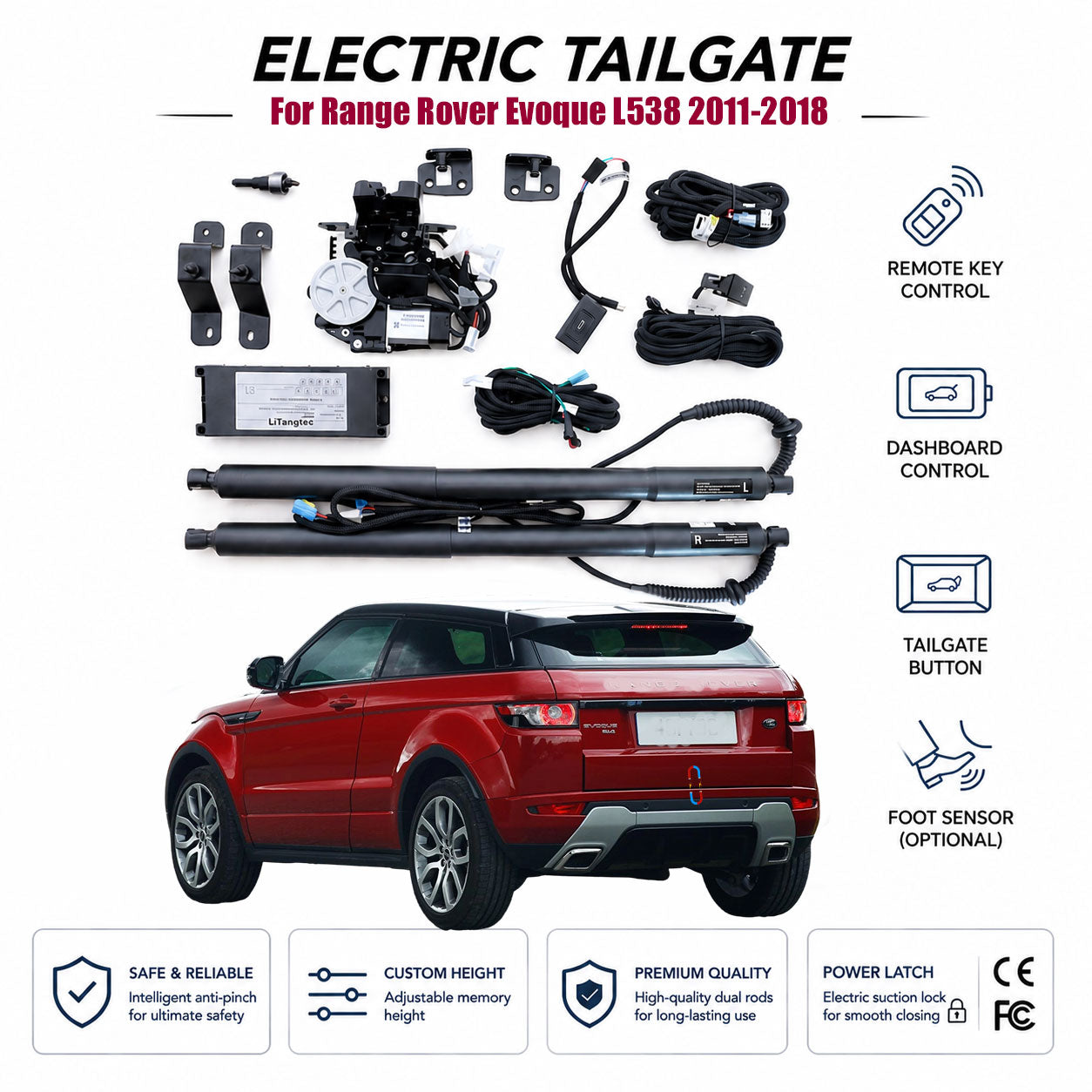 For Range Rover Evoque L538 2011-2018 Automatic Power Tailgate Lift Kit | Electric Trunk Opener | Ultra-Silent | OEM Fit & CE Certified
