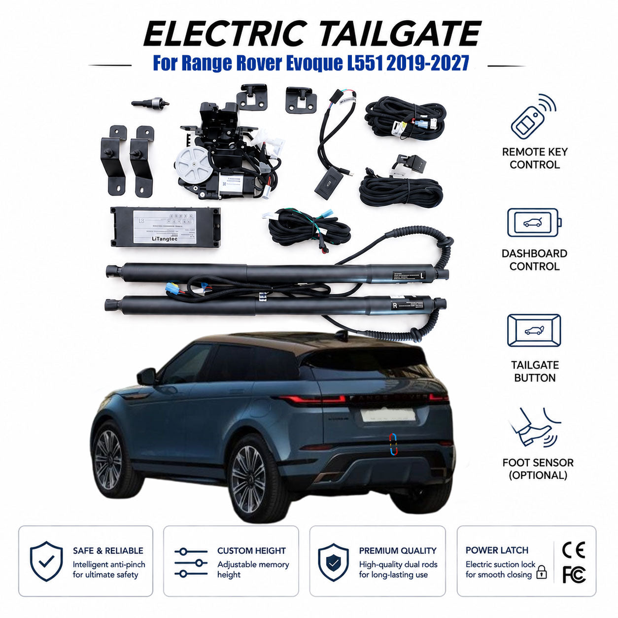 Für Range Rover Evoque L551 2019-2026 Automatisches elektrisches Heckklappen-Hebesystem | Elektrischer Kofferraumöffner | Ultra-leise | OEM-Passform & CE-zertifiziert