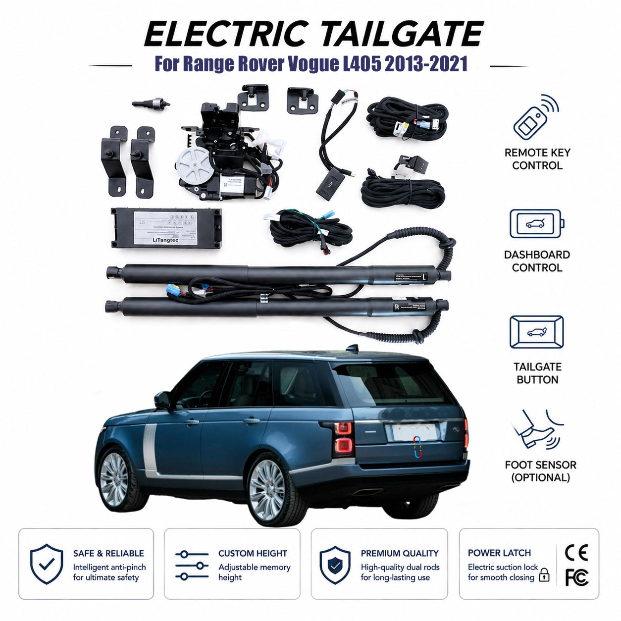 Für Range Rover Vogue L405 2013-2021 Automatisches elektrisches Heckklappen-Hub-Kit | Elektrischer Kofferraumöffner | Ultra-leise | OEM-Passform & CE-zertifiziert