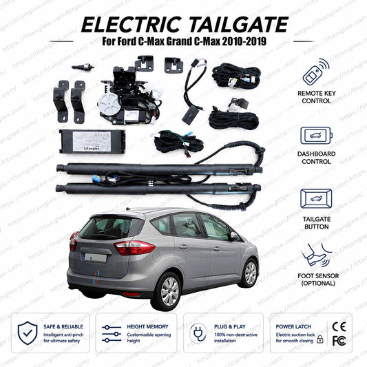 For Ford C-Max / Grand C-Max Mk2 2010-2019 Smart Power Tailgate Lift Kit by LiTanglee® | Smart Electric Trunk Opener | Fits C-Max Zetec, Trend, Titanium, Ambiente | Dual Struts | CE Certified