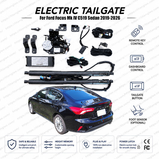 For Ford Focus Mk IV C519 Sedan 2019-2026 Smart Power Tailgate Lift Kit by LiTanglee® | Smart Electric Trunk Opener | Fits Focus Sedan ST-Line, Trend, Titanium | Dual Struts | CE Certified