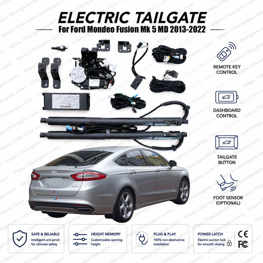 For Ford Mondeo Mk 5 MD / Ford Fusion 2013-2022 Smart Power Tailgate Lift Kit by LiTanglee® | Smart Electric Trunk Opener | Fits Fusion SE, SEL, Titanium, Mondeo Zetec | Dual Struts | CE Certified