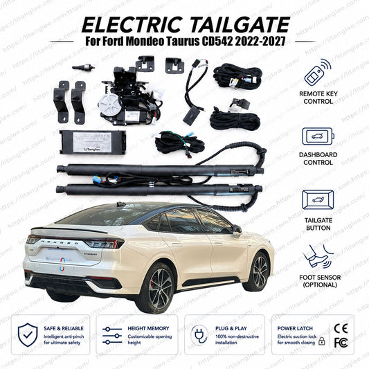 For Ford Mondeo / Ford Taurus CD542 2022-2027 Smart Power Tailgate Lift Kit by LiTanglee® | Smart Electric Trunk Opener | Fits Mondeo EcoBoost, Taurus Ambiente, Trend, Titanium | Dual Struts | CE Certified
