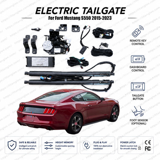 For Ford Mustang S550 2015-2023 Smart Power Tailgate Lift Kit by LiTanglee® | Smart Electric Trunk Opener | Fits Mustang EcoBoost, GT, V6, Fastback, Premium | Dual Struts | CE Certified