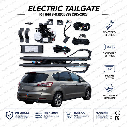 For Ford S-Max CD539 2015-2023 Smart Power Tailgate Lift Kit by LiTanglee® | Smart Electric Trunk Opener | Fits S-Max Zetec, Titanium, ST-Line, EcoBoost Hybrid | Dual Struts | CE Certified