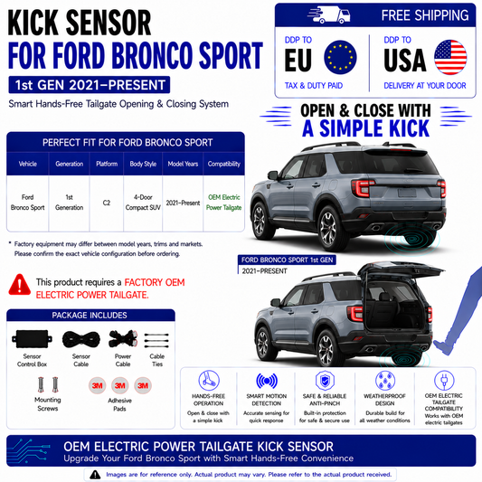 For Ford Bronco Sport 1st Gen OEM Electric Power Tailgate Smart Hands-Free Kick Sensor – Foot-Activated Tailgate Opening & Closing System