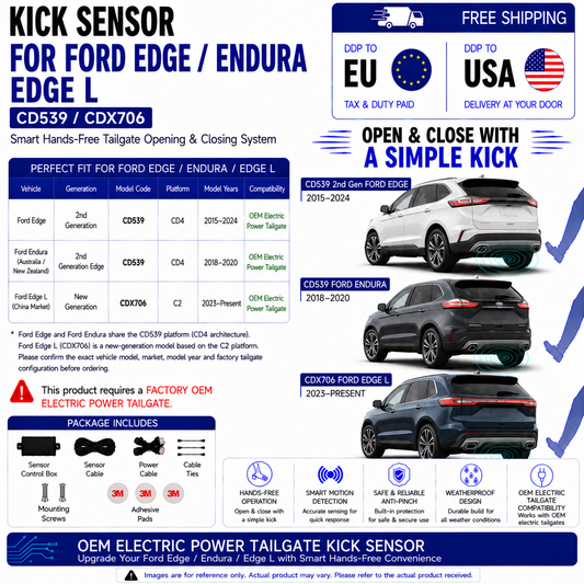 For Ford Edge Endura Edge L CD539 CDX706 OEM Electric Power Tailgate Smart Hands-Free Kick Sensor – Foot-Activated Tailgate Opening & Closing System