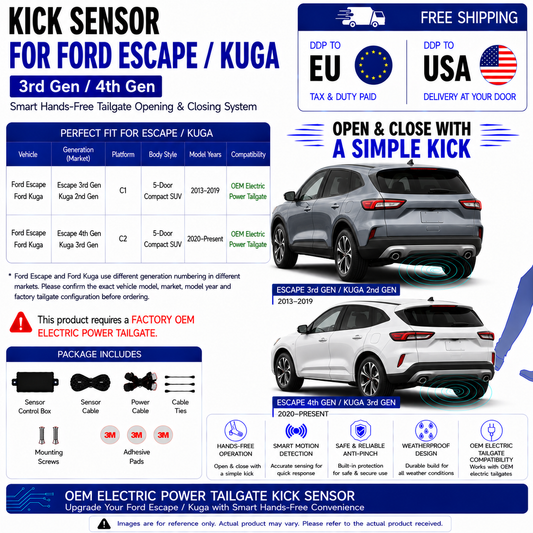 For Ford Escape / Kuga 3rd 4th Gen OEM Electric Power Tailgate Smart Hands-Free Kick Sensor – Foot-Activated Tailgate Opening & Closing System