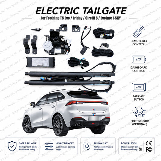 For Forthing T5 Evo / Friday / Evolute i-SKY / Cirelli 5 2021-2026 Smart Power Tailgate Lift Kit by LiTanglee® | Electric Trunk Opener with Soft Close | Global SUV Platform Upgrade | CAN-Bus Integrated | Non-Destructive Installation