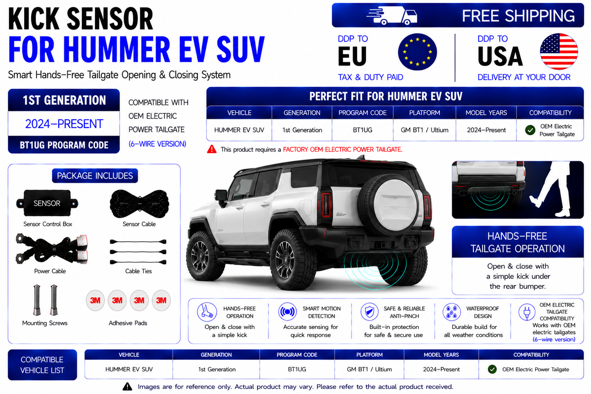 For GMC HUMMER EV SUV BT1UG OEM Electric Power Tailgate Smart Hands-Free Kick Sensor – Foot-Activated Tailgate Opening & Closing System