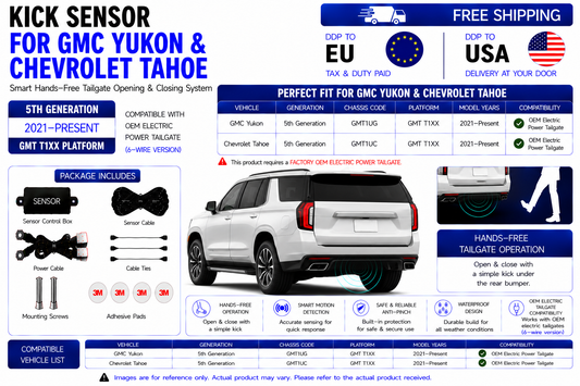 For GMC Yukon & Chevrolet Tahoe 5th Gen GMT1UG GMT1UC OEM Electric Power Tailgate Smart Hands-Free Kick Sensor – Foot-Activated Tailgate Opening & Closing System