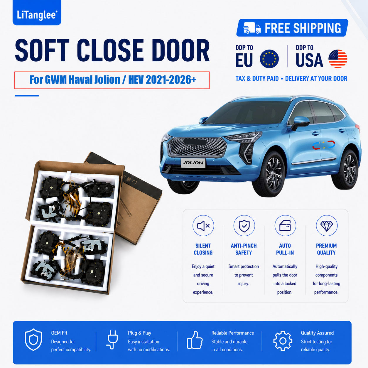 For GWM Haval Jolion / HEV (2021-2026+) Electric Soft Close Door Upgrade Kit| LiTanglee
