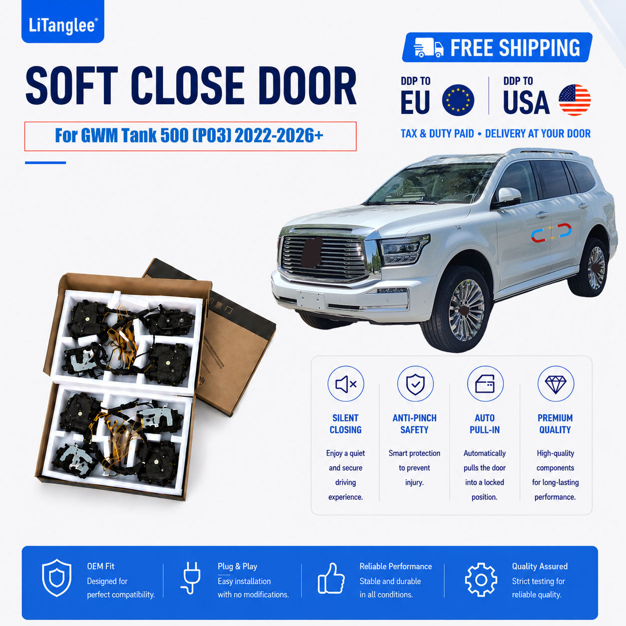For GWM Tank 500 (P03) 2022-2026+ Electric Soft Close Door Upgrade Kit | LiTanglee