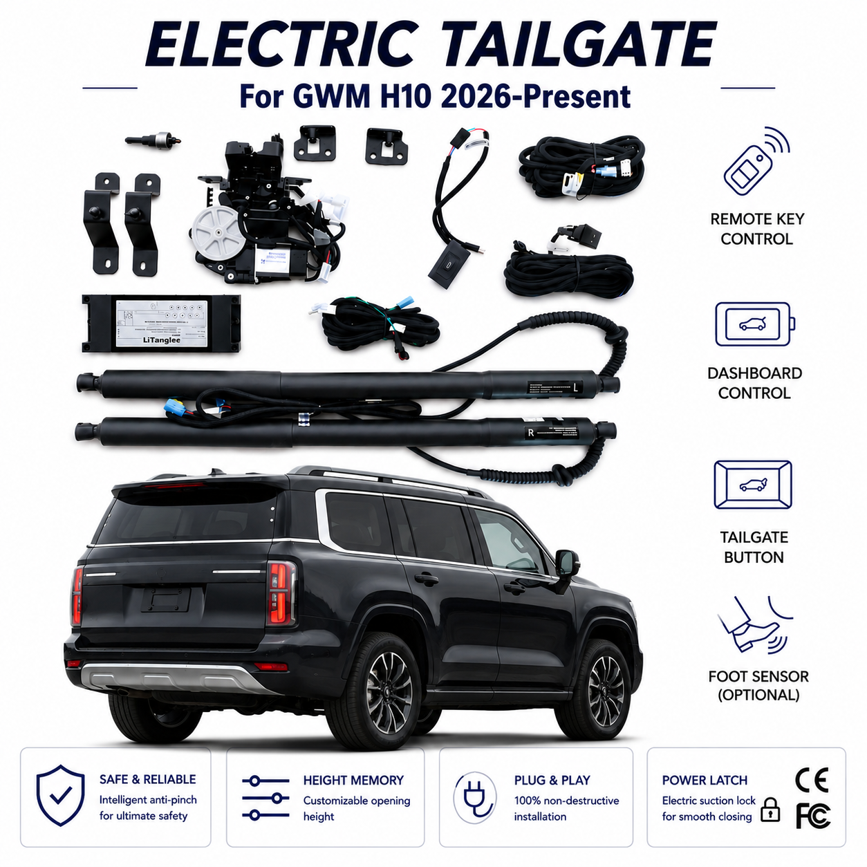 For GWM H10 Smart Power Tailgate Lift Kit | Electric Trunk Opener with Soft Close | Native CAN-Bus Integrated | Stealth Non-Destructive Installation | DDP Shipping to EU & US