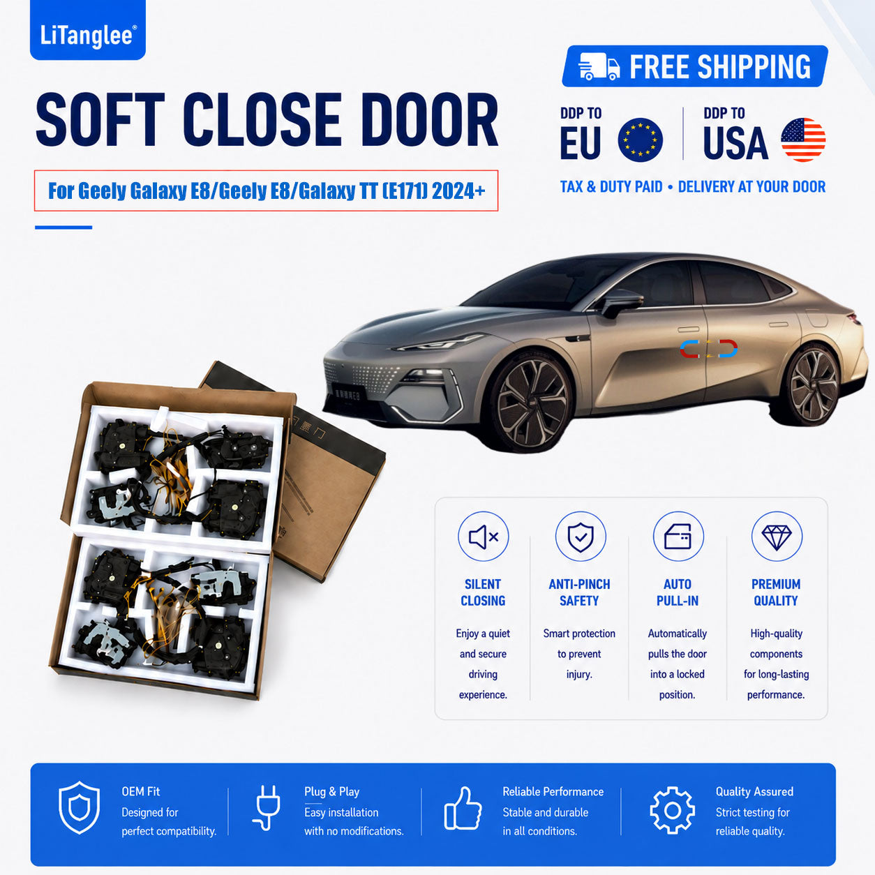 For Geely Galaxy E8 / Geely E8 / Galaxy TT (E171)  Electric Soft Close Door Upgrade Kit | LiTanglee
