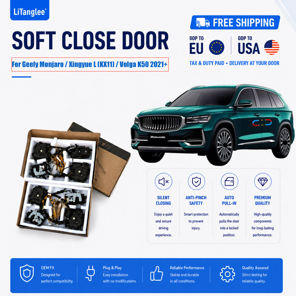 For Geely Monjaro / Xingyue L (KX11) / Volga K50 2021+ Electric Soft Close Door Upgrade Kit | LiTanglee