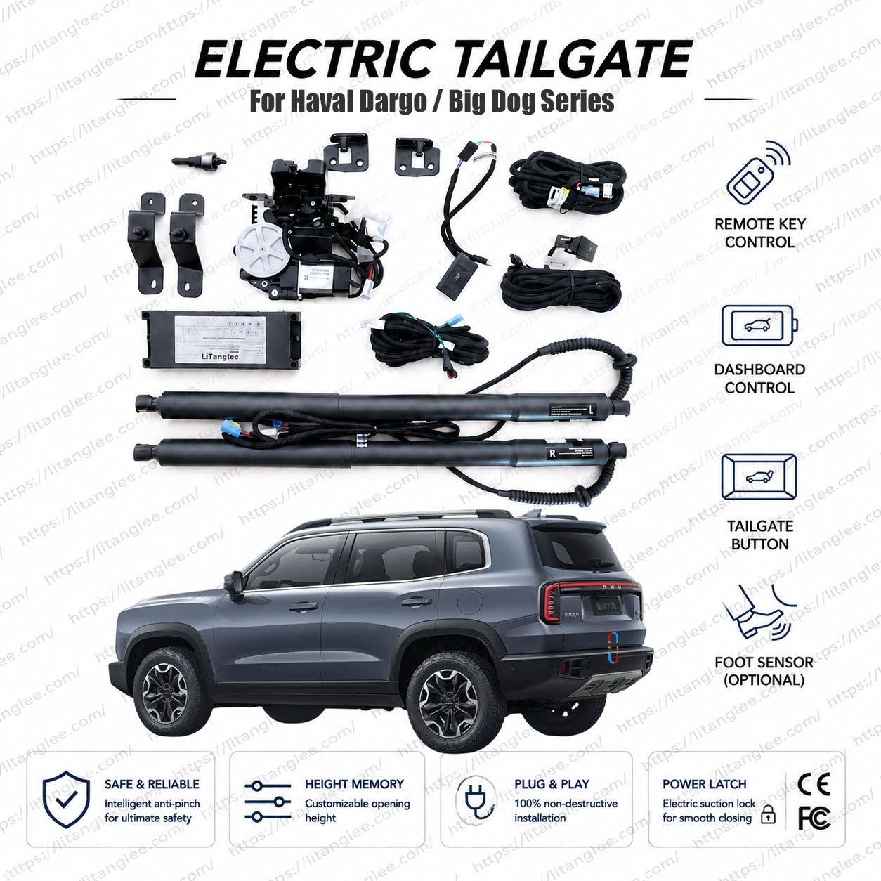 For Haval Dargo / Big Dog / H-Dog/H7 2020-2026 Smart Power Tailgate Lift Kit by LiTanglee® | Electric Trunk Opener with Soft Close | Off-Road Ready Heavy-Duty Actuators | CAN-Bus Integrated | Non-Destructive Installation