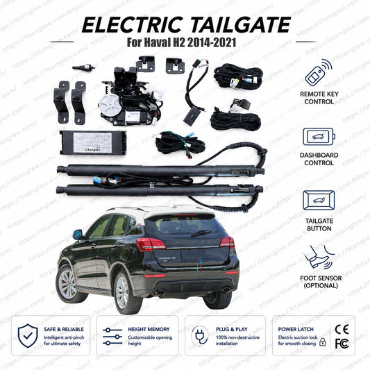 For Haval H2 2014-2020 Smart Power Tailgate Lift Kit by LiTanglee® | Electric Trunk Opener with Soft Close | SUV-Specific Silent Actuators | Non-Destructive Plug-and-Play Installation