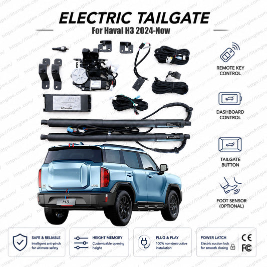 For Haval H3 2024-2028 Smart Power Tailgate Lift Kit by LiTanglee® | Electric Trunk Opener with Soft Close | Heavy-Duty Actuators for Off-Road Style SUV | CAN-Bus Integrated | Non-Destructive Installation