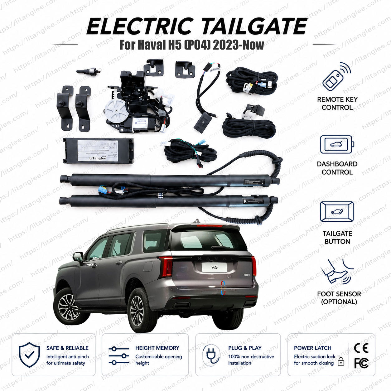 For Haval H5 (P04) 2023-2027 Smart Power Tailgate Lift Kit by LiTanglee® | Electric Trunk Opener with Soft Close | Heavy-Duty Actuators for Large SUV | CAN-Bus Integrated | Non-Destructive Installation