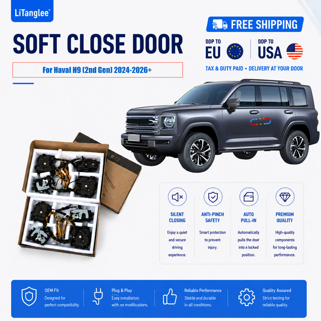 For Haval H9 (2nd Gen) 2024-2026+ Electric Soft Close Door Upgrade Kit | LiTanglee