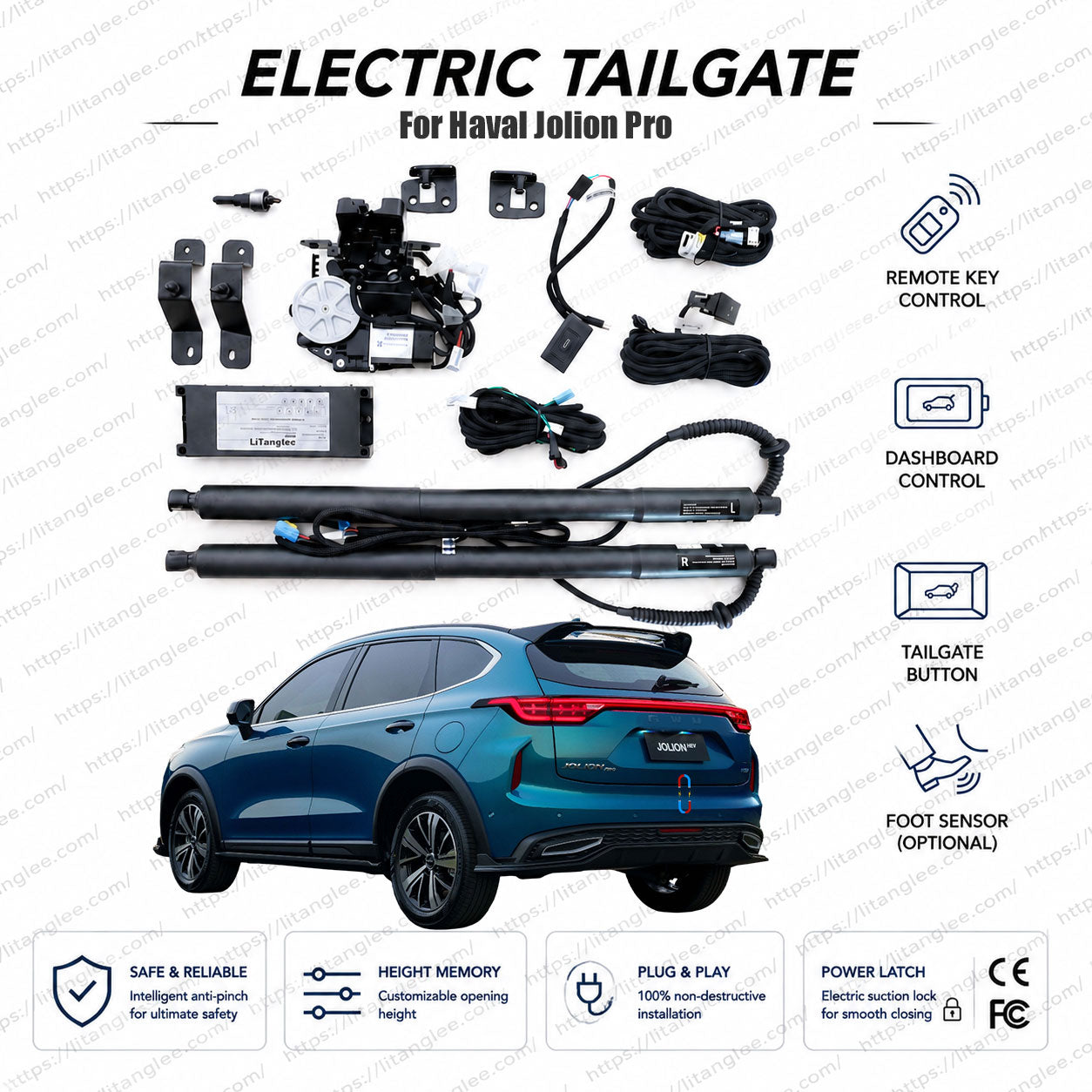 For Haval Jolion Pro 2024-2028 Smart Power Tailgate Lift Kit by LiTanglee® | Electric Trunk Opener with Soft Close | Platform-Specific Precision Actuators | CAN-Bus Integrated | Non-Destructive Installation