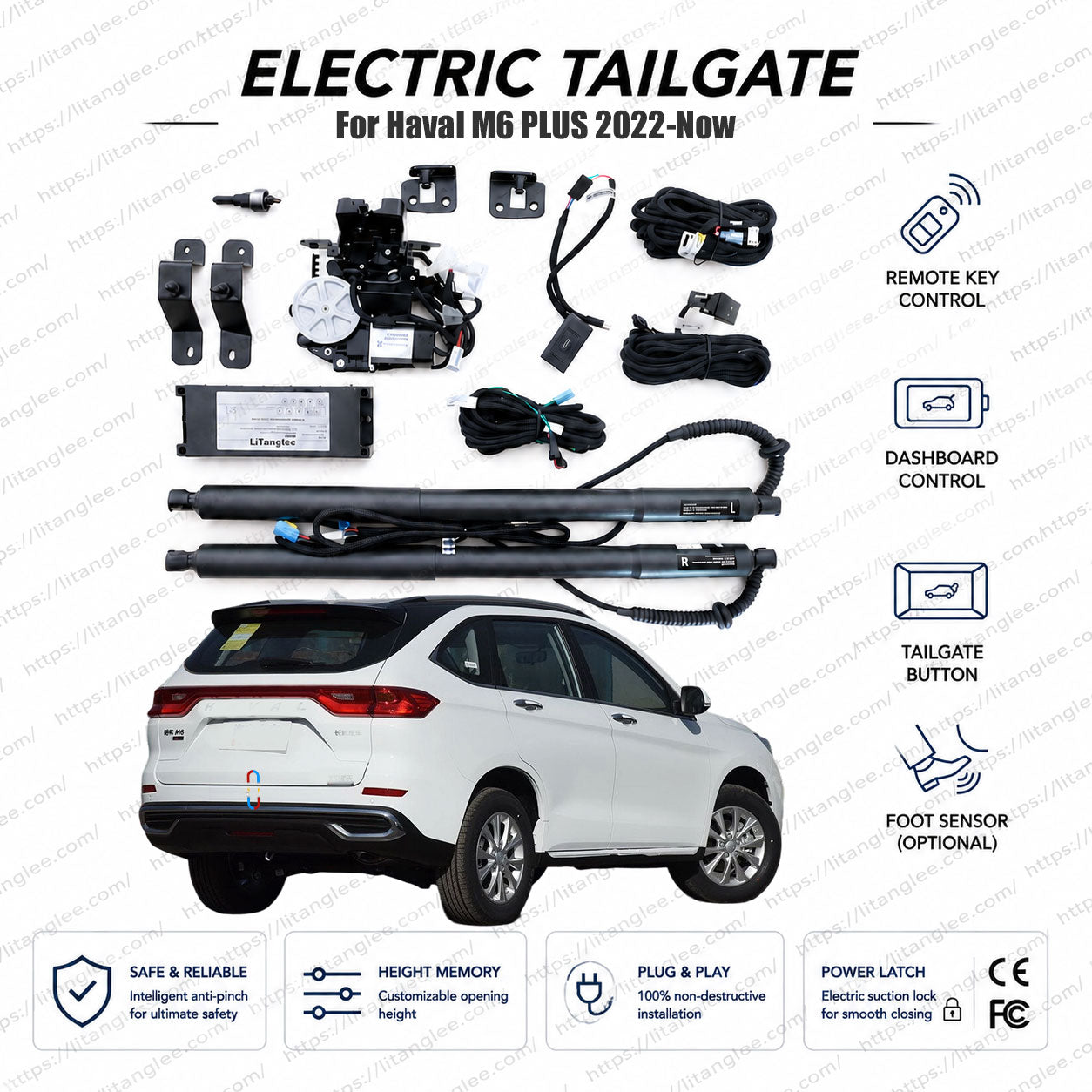 For Haval M6 PLUS 2021-2026 Smart Power Tailgate Lift Kit by LiTanglee® | Electric Trunk Opener with Soft Close | SUV-Specific Silent Actuators | Non-Destructive Plug-and-Play Installation | Upgrade Your M6 PLUS Experience